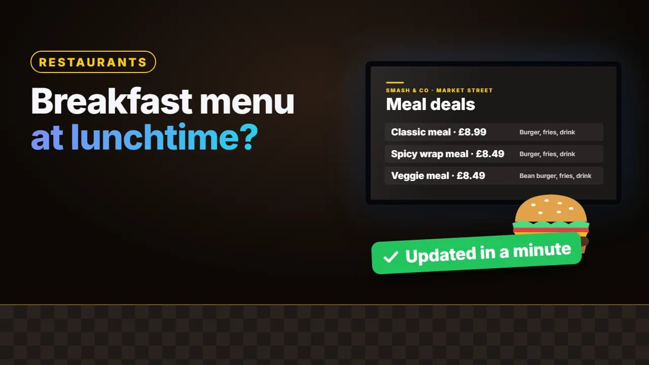 Écran de menu de restaurant mis à jour en une minute